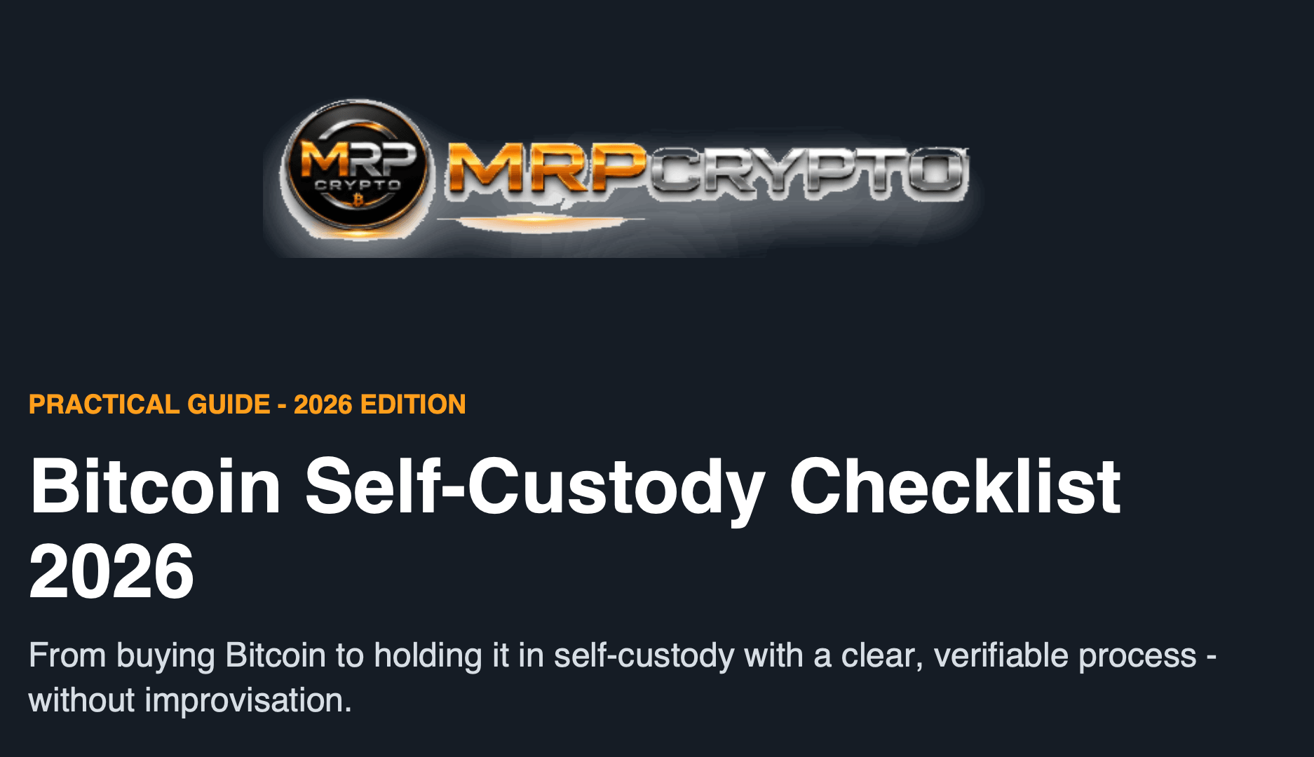 Bitcoin Self-Custody Checklist 2026