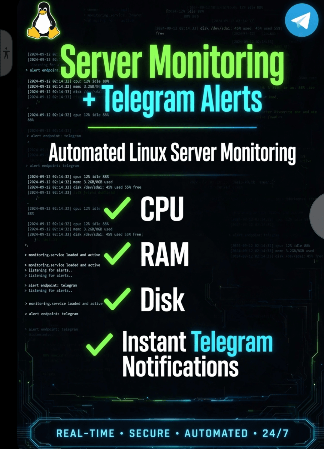 🖥️ Server Monitoring + Telegram Alerts v1.0.1